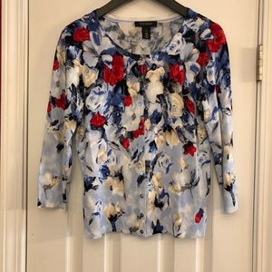 WHBM blue floral  cardigan